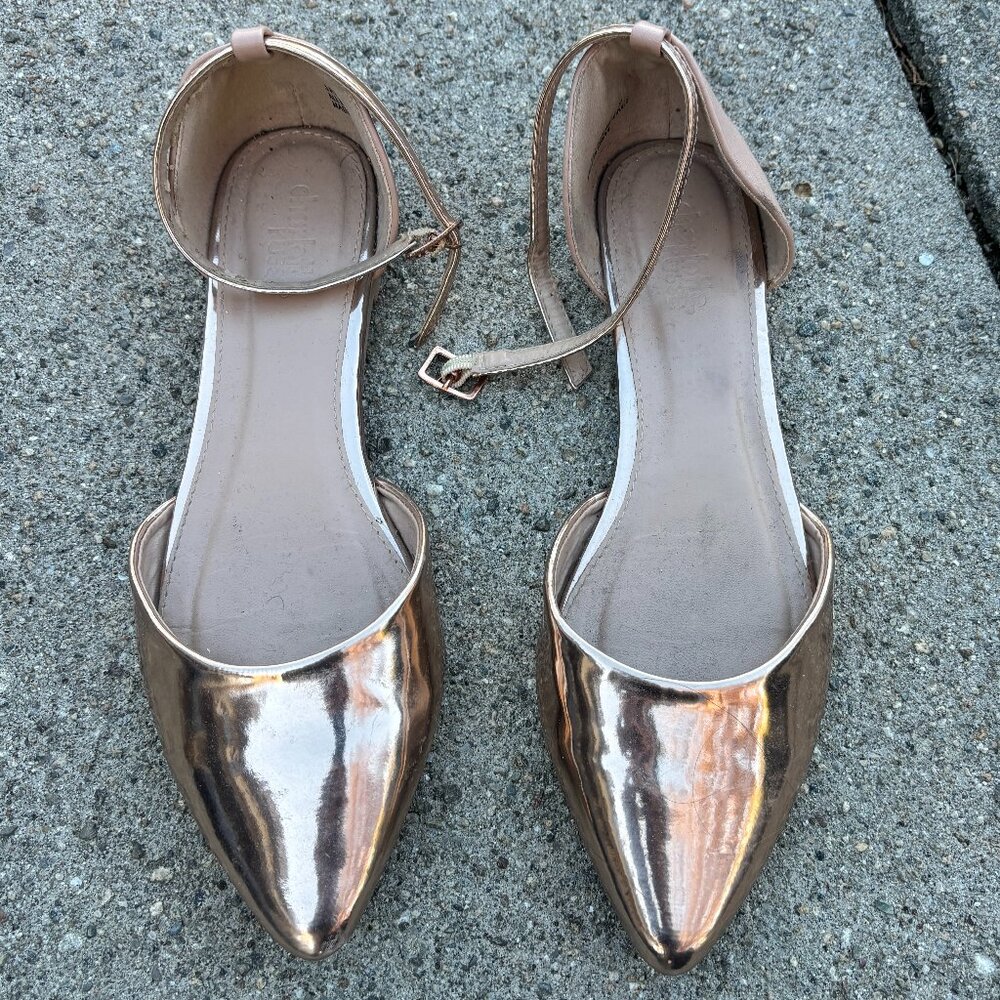 Charlotte Russe gold flats with ankle strap
